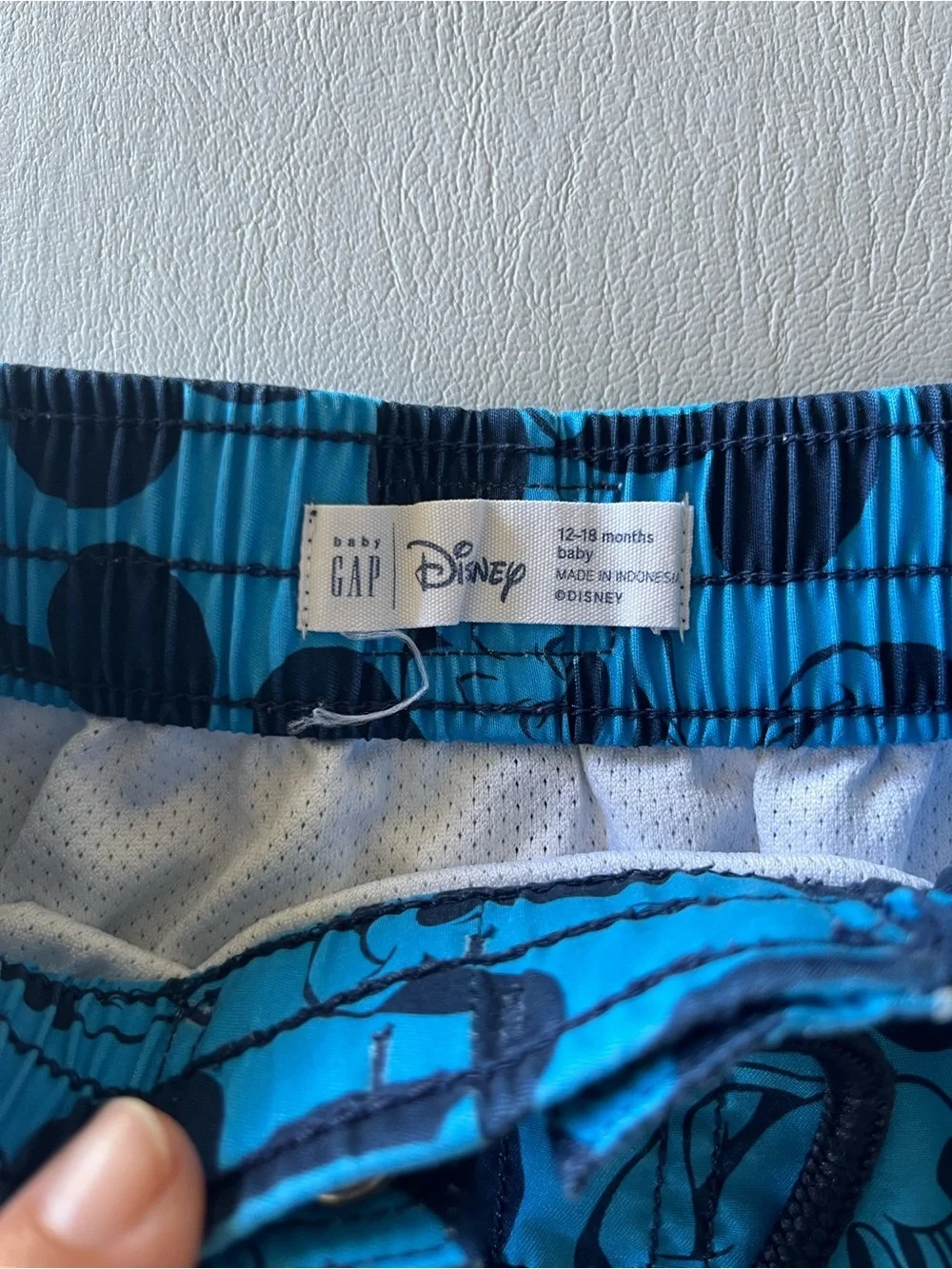 GAP‎ Blue Mickey Mouse Print Swim Shorts with Navy Drawstring